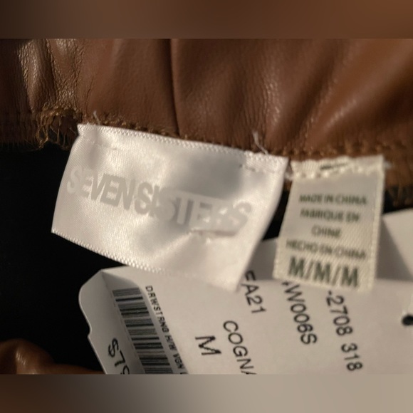 Vegan Leather Drawstring Brown Medium Pants - Picture 5 of 6